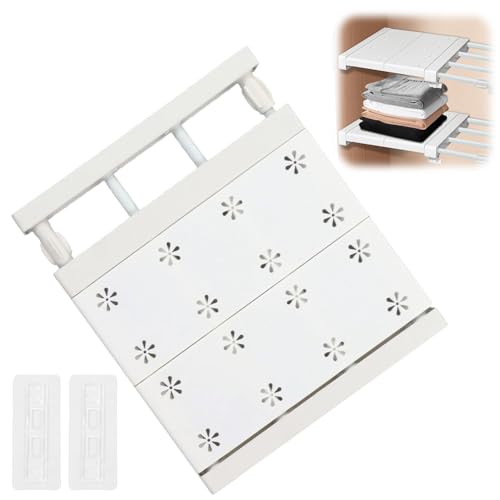 RANJIMA Verstellbare Regale für Schrank, Einlegeböden Schrankregal 24cm Breite, Erweiterbares Einlegeboden Kleiderschrank Schrank Organizer Küche Badezimmer Ohne Bohren, Verstellbare Länge 30-40cm