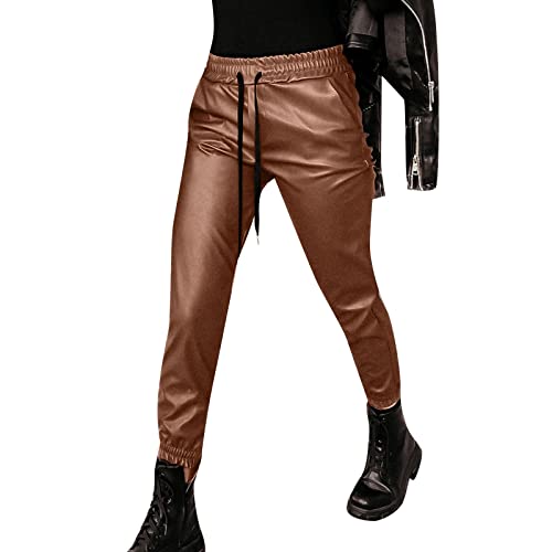 Chnnamzu Lederhose Damen Lederimitat Hose Damen Lederhose Damen Schwarz Lederhose Damen High Waist Hose Lederoptik Damen Leder Hosen Damen Lederhosen Damen Kunstlederhose Damen Kunstleder Hosen Damen