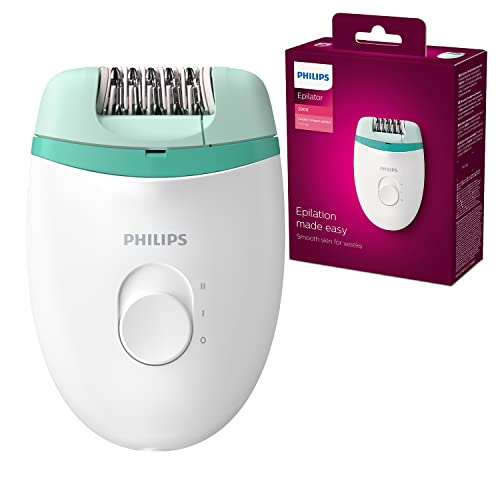 Philips Satinelle Essential BRE224/00 Kompakter Epilierer mit Kabel, Weiß / Grün