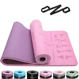 OUTDOUSE Yoga Matte, TPE 6mm Dicke Hautfreundliche Yogamatte Rutschfest Gymnastikmatte Pilates Gymnastik Meditation Stretching mit Trageriemen&Tasche Home Workout Sportmatte 183x61cm