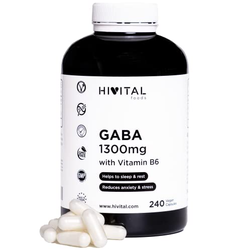 GABA 1300 mg mit Vitamin B6. 240 vegane Kapseln für 4 Monate. Gamma-Amino-Buttersäure mit Vitamin B6.