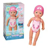 BABY born My First Swim Girl, Aufzieh-Badepuppe, wasserfest, funktioniert ohne Batterien, 30 cm große Puppe, 834060 Zapf Creation, Rosa