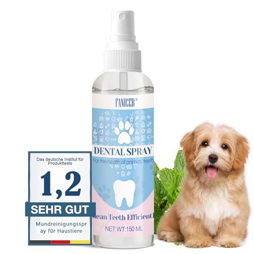 Effektives Dentalspray zur natürlichen Zahnreinigung für Hunde und Katzen, Zahnsteinentferner, gegen Mundgeruch, frischer Atem & Zahnpflege ohne Bürste, Dentalspray mit Minze (150ml)