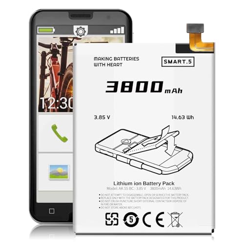 Ersatzakku für Emporia SMART.5, AK-S5-BC, [3800mAh ] Hohe kapazität.kompatibel mit für Emporia SMART.5, AK-S5-BC