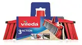 Vileda 3Action Besen - Polypropylen-Gehäuse, recyceltes PET-Borsten - Grau, Rot