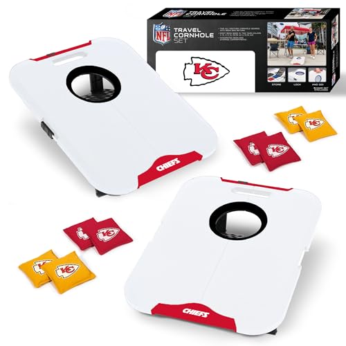 Wild Sports NFL Kansas City Chiefs Pro Football Allwetter Cornhole Set - Travel Bean Bag Toss Set Includes 8 Bean Bags