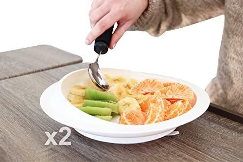 KMINA - Teller mit Hohem Rand, BPA-frei, Saugnapf, Anti Rutsch, Esshilfe, Randerhöhung, Erwachsene, Ältere (x2 Stück)