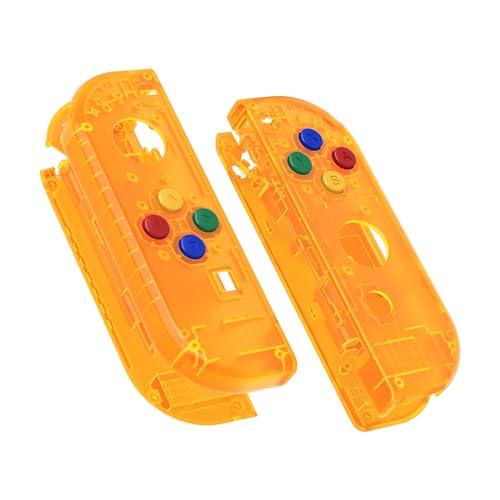 eXtremeRate NS Joycon Hülle & Tasten, DIY-Ersatz Gehäuse Case Grips Skin Shell & Knöpfe Buttons Umbau Kit für Nintendo Switch/Switch OLED Joycon Controller-Transparent Orange [KEIN Joy Con]