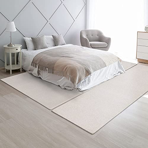 Floordirekt Velours-Bettumrandung Dynasty - Bettvorleger Teppichläufer - 3-teiliges Läufer-Set in 3 Größen (B: 80 cm | L: 1 x 300 cm + 2 x 150 cm, Creme)