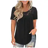 Generisch Damen T-Shirt Kurzarm V/O Ausschnitt Sexy Sommer Oberteile Wickelshirt Einfarbig Bedrucktes Damen T-Shirt Tshirts Damen Sport Tshirt Damen Shirt Oversize Damen