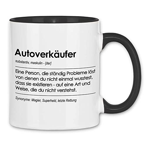 wowshirt Tasse Geschenk für Autoverkäufer Definition Geburtstag Weihnachten, Farbe:White - Black