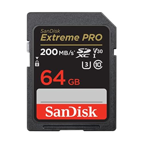 SanDisk Extreme PRO SDXC UHS-I Speicherkarte 64 GB (V30, Übertragungsgeschwindigkeit 200 MB/s, U3, 4K UHD Videos, SanDisk QuickFlow-Technologie, temperaturbeständig)