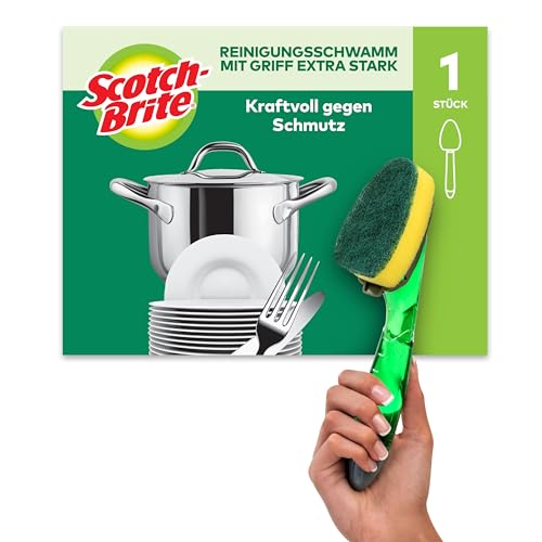 Scotch-Brite Scheuerschwamm mit Griff und Flüssigkeitsspender für schwierige Aufgaben, 1 Stück pro Packung