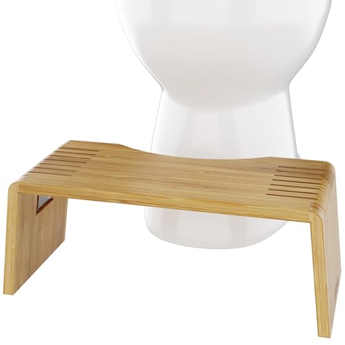 Squatty Potty Oslo Falten Bambus Toilette Hocker - 7-Zoll zusammenklappbar Badezimmer Hocker zum Erwachsene und Kinder, Braun