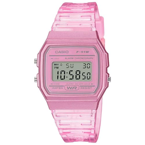 Casio Damen Digital Quarz Uhr mit Resin Armband F-91WS-4EF, Rosa