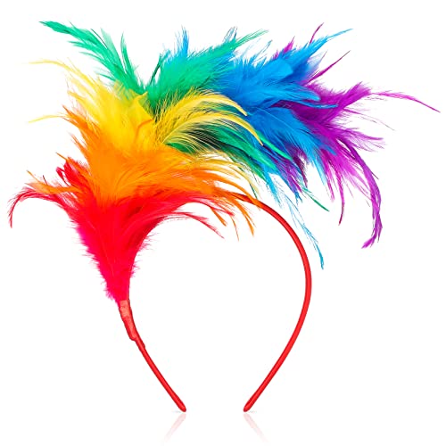 Bunt Feder Stirnband Fascinator Stirnbänder Cosplay Haarband Karneval Party Kopfschmuck Regenbogen Feder Haarreif Feder Kopfbedeckung Kostüm für Ostertag Hochzeit Halloween Party