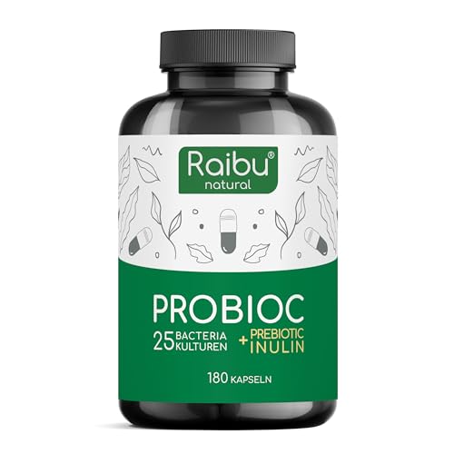 Probioc Kulturen Komplex - 25 Bakterienstämme + Inulin - 300 Mrd. KBE/g - 180 hochdosierte & magensaftresistente Kapseln - mit Lactobacillus & Bifidobakterien - In Deutschland produziert