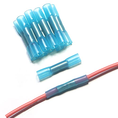 20 Stück 22-16 AWG Wasserdichte Kabelverbinder BHT1.25,Stoßverbinder mit Schrumpfschlauch,Kabelverbinder Isolierte Wasserdichte Quetschverbinder Schrumpfverbinder Quetschverbinder-Blau