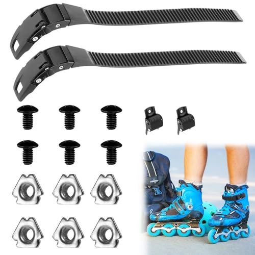 Tokaneit Universal Inline Skate Schuhe Strap mit Schnalle Schrauben,Rollschuh Skate Gurte,Ersetzen sie die Rollschuhschnürsenkel,Verstellbare Roller Skate Schuh Schnalle 2 Stück