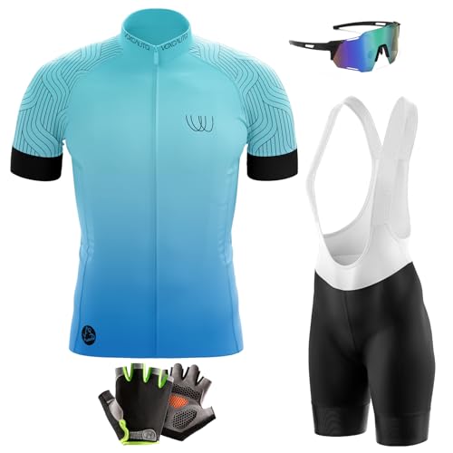 Herren Fahrradtrikot,Kurzärmliges Set,Herren Kurzarm Fahrrad Trikot Set mit 9D-Gel-gepolsterten Shorts, Fahrradbekleidung Set für Mountainbikes (L,Typ-1)