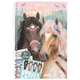 Depesche 12964 Miss Melody Create your Horses Blaze - Malbuch mit 36 Seiten zum Gestalten verschiedener Pferde Motive, Ringbuch mit 8 Stickerbogen