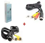 WICAREYO 1pcs AV Audio Video Composite TV Kabel für Genesis Mega Drive 1 & 1pcs 6ft Audio Video AV Kabel 9 Pin für Genesis Mega Drive 2 & 3