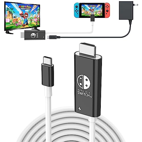 Switch TV Adapter for Nintendo Switch/OLED, 2-in-1 Switch Portable Dock with 4K HDMI, Type C 100W PD, Mini Travel TV Cable for Switch, Steam Deck