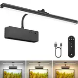 Lightbiz LED Bildbeleuchtung Kabellos, Akku Wandleuchte Innen mit Fernbedienung und Aufladbar, Dimmbare & 3 Farbtemperaturen, Beleuchtung für Spiegel Schreibtisch Malen Foto (Schwarz)