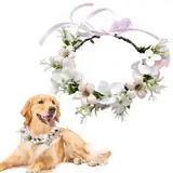 YIZWINS Hunde Hochzeits Blumenhalsband, Blumenkranz Kopfschmuck, Haarkranz Blumen, Fliege für Hunde, Hund Hochzeit, Schleife Hund, Blumenkranz Schleife Haustier Blumenring für Foto Requisiten