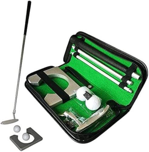 Uadme Golfschläger Set Herren, Golf Putter Set, Golf Büro Set, mit Alu-Putter, Torständer aus Holz, Gummibällen und PVC-Tragetasche, für Indoor oder Outdoor Golftraining