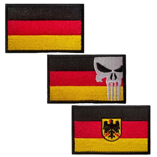 3 Stück Deutschland Patch,Deutschland Patch Klett, Deutsch Flaggen Patches,Gestickt Abzeichen mit Klett Deutsch Applikationen für Kleidung Taschen Uniform Bundeswehr Militär Taktisch