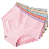 QINCAO Unterhosen Damen, 6er Pack Hohe Taille Slips Baumwolle Unterwäsche, Stretch Atmungsaktiv Panties Weich