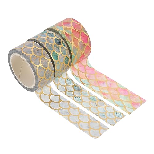 Warmhm 3 Rollen Heißpräge-taschenband Briefklebeband Klebeband Zum Basteln Washi-tape Verpackungs Band Blatt-klebeband Bronzierendes Abdeckband Planerbänder Buchstabe Papier Blätter