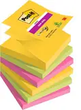 Post-it Super Sticky Z-Notes, Carnival Collection, 76 mm x 76 mm, 6 Blöcke à 90 Blatt