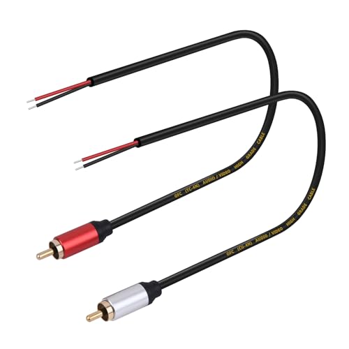 2Packs Lautsprecher Draht RCA Audio Beide Stecker Jack Stecker Stecker Adapter auf Bare Wire Open End Pigtail Audio Video Lotus Stecker Reparatur Kabel für Verstärker, Empfänger, Lautsprecher, etc.