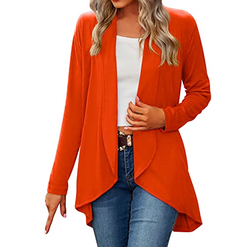 IQYU Damenjacken Frühjahr Herbst Lang - Cardigan Damen Lang Schwarz Dünn Jacke Lang Stoff Strickjacke Baumwolle Frühlingsjacke Elegant Wolle Sommerjacke Leicht Bolero Jacke Rot Langarm Bolerojacke