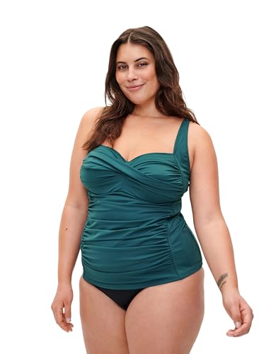 Zizzi Swim by Frauen Große Größen Tankini Drapierung Größe Gr 44 Deep Teal