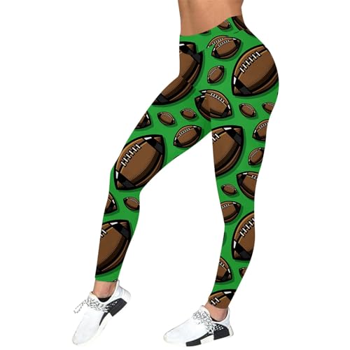 Joggpants Damen Sommer Damen Casual Comfort Bedruckte Sport Leggings Workout Hosen Hosen Damen Casual Comfort Rugby Bedruckte Leggings Hose Bottom Pants HoseDamen Hosen Print (Green, L)