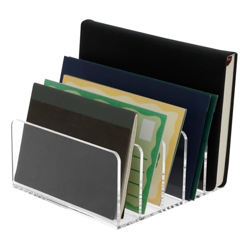 SUPPUIMNT Transparenter Acryl Aktenhalter, Verdicken Mail Countertop Organizer Prospekthalter File Rack Letter Sorter Schreibtisch Briefablage Briefständer für Notizzettel Visitenkarte Postkarte(A)