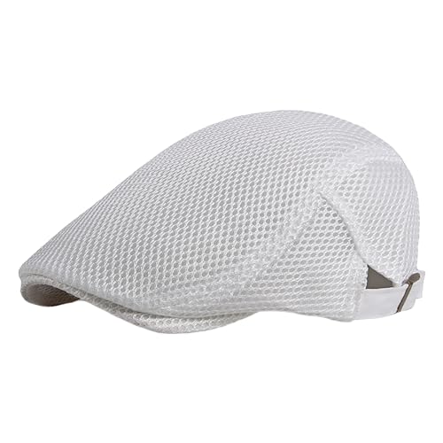 2025 - Damen Sommer dünne Retro Hohl Mesh atmungsaktiv verstellbare Sonnenkappe Schirmmütze Jungen (White, One Size)