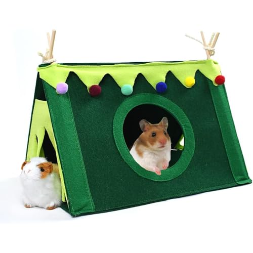 MOAZIFI Meerschweinchen Zubehoer, Kleintierhaus, Kuschelhöhle, Meerschweinchenversteck waschbar, Meerschweinchen Zubehör, Für Frettchen Chinchillas Igel Hamster Gleiter Ratten (Grün L) 