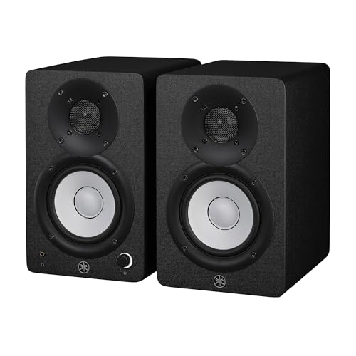 Yamaha HS4 Studiomonitore – Paar, Aktivlautsprecher, 2-Wege, Bassreflex 4.5", 52W, Hohe Qualität, Flacher Frequenzgang, Raumsteuerung, Musikproduktion, Inhaltserstellung, Videobearbeitung – Schwarz