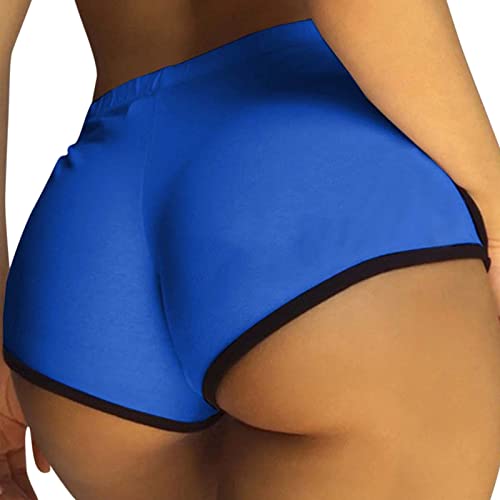 Sommer Hosen Damen Locker Kurz Workout Atmungsaktiv Jogging Leggings Brief Leichtathletische Fitness Frauen Laufsport Yoga-Hosen Damen Freizeithose Hose Kurz für Schlafen Freizeitaktivitäten (Blue, M)