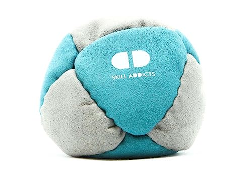 Skill Addicts Footbag - Dunkles Türkis Grau (Freistil Foot Bag für jedes Fähigkeitsniveau, Enthält einen Satz Hackysack-Aufkleber und eine App zum Erlernen von Tricks)
