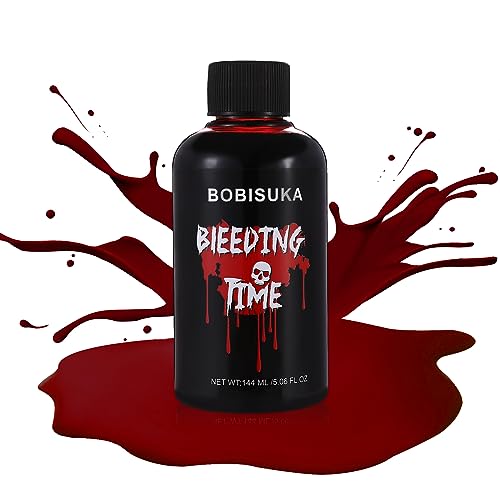 BOBISUKA Halloween Kunstblut 144ml Große Kapazität - Fake Blood Realistisch Abwaschbar Sicher für Karneval, Film, Theater, Unfug, Simulierte Wunden