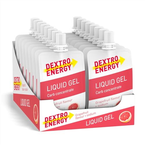 DEXTRO ENERGY LIQUID GEL GRAPEFRUIT + NATRIUM - 18x60ml (18 Stück) - Traubenzucker Konzentrat, schnell verfügbare Kohlenhydraten, Energy Gel, Booster für Ausdauersport, Energy Riegel Alternative