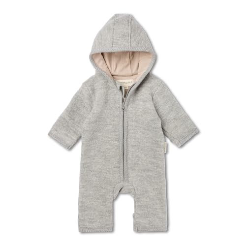 Hofbrucker® PREMIUM WOLL WALKOVERALLl | AUS 100% Merino Schurwolle mit Reißverschluss | Weicher Strapazierfähiger Walk-Anzug für Kleinkind & Baby | Für Herbst Winter & Frühling (Grau Melange, 74-80)