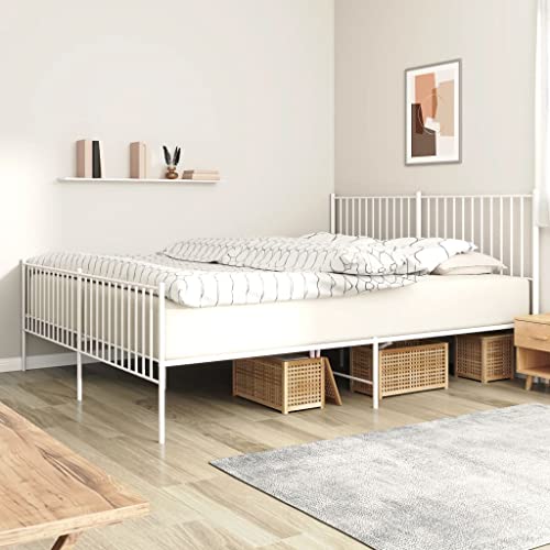 Youuihom Matratzenroste Gästebett Plattform-Bettgestell Schlafzimmer-Möbel Bettgestell mit Kopf- und Fußteil Metall Weiß 180x200 cm Geeignet für Hotel, Schlafsaal, Villa, Wohnung