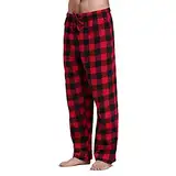 Allegorly Herren Schlafhose Casual Karierte Hose Freizeithosen Lose Lange Hosen Kordelzug Pyjamahose