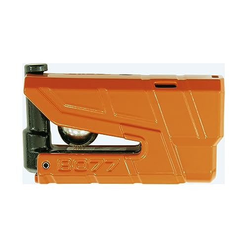 ABUS Bremsscheibenschloss Granit Detecto XPlus 8077 - Motorradschloss mit Alarm, Leuchtschlüssel und XPlus Zylinder - ABUS-Sicherheitslevel 18 - Orange